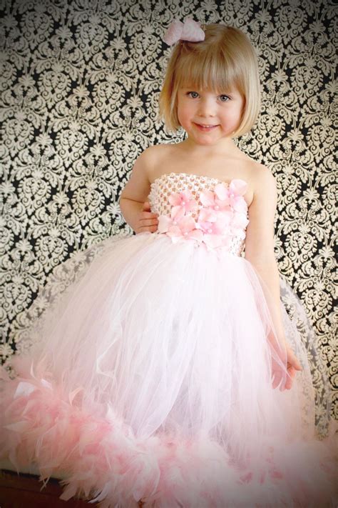 Pink And White Feather Boa Tutu Dress Hydrangea By Frostingshop 8500