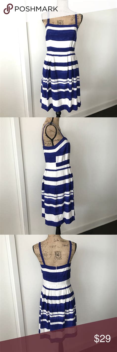Ann Taylor Loft Blue And White Striped Sundress 6 Sundress Blue And