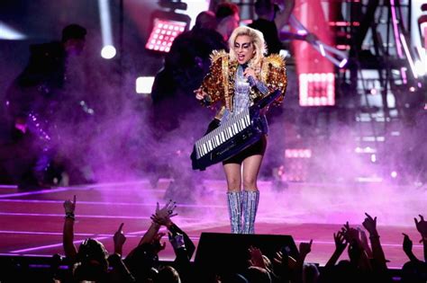 Lady Gaga Wears Atelier Versace For Spectacular 2017 Super Bowl Performance