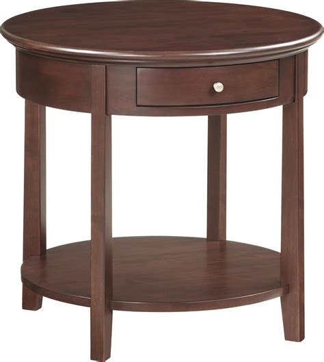 Whittier Wood Mckenzie Round End Table With Shelf And Drawer