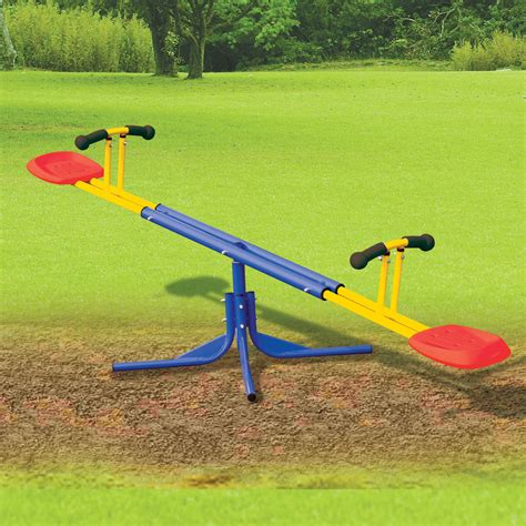 Backyard play equipment are all connected with fasteners, and there are no sharp objects protruding from the surface. Grow 'n Up Hercules Seesaw - Daycare Outdoor Equipment at ...