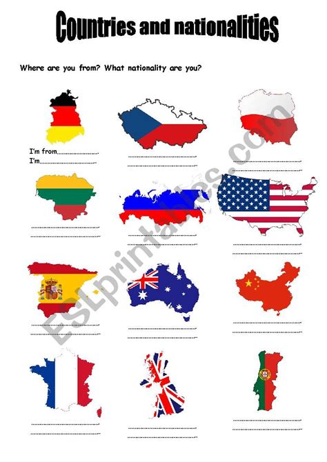 Countries Nationalities Esl Worksheet By Anezob
