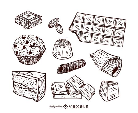 Descarga Vector De Conjunto De Ilustración De Postres De Chocolate