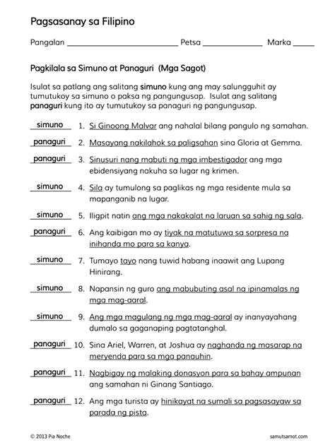 Uri Ng Pangungusap Worksheet For Grade Printable Worksheets And Images