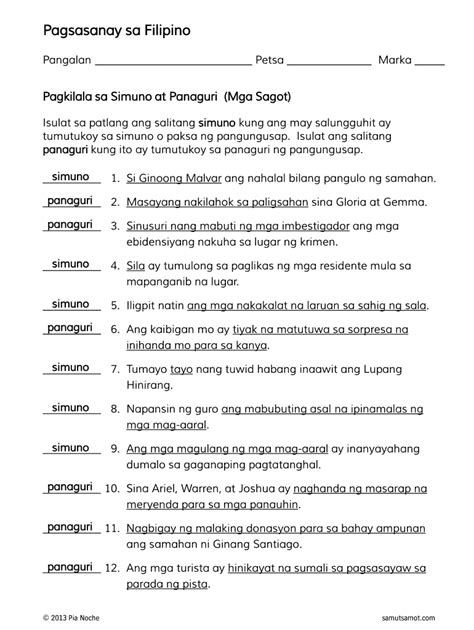 Uri Ng Pangungusap Worksheet For Grade 6 Printable Worksheets And Images