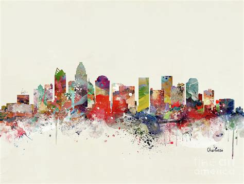 Charlotte City Skyline Painting By Bri Buckley Fine Art America