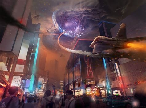 Alien Invasion On A City My Recent Art Piece Rimaginarycyberpunk