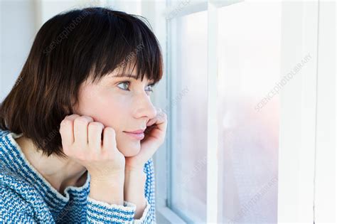 Close Up Of Woman Resting Chin In Hands Stock Image F0053098