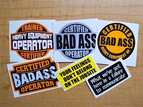 6 Pack Funny Hard Hat Stickers Heavy Equipment Operator Etsy