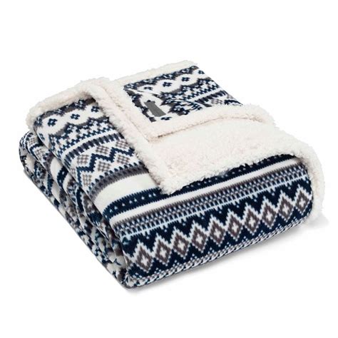 Eddie Bauer Shelton Fair Isle Open Dark Blue 60 X 70 Throw Blanket