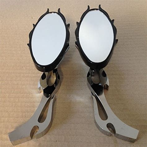 Motorcycle Flame Style Rearview Mirror For Any Cruiser Chopper Custom Chrome