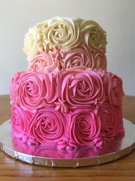 Pink Ombré Rosette Cake Pink Rosette Cake Rosette Cake Cake