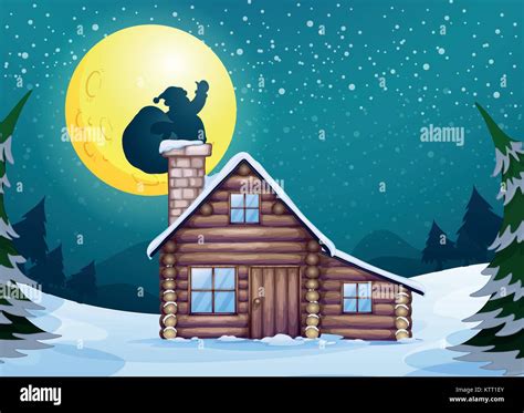 Illustration Of A Winter Christmas Scene Stock Vector Image And Art Alamy
