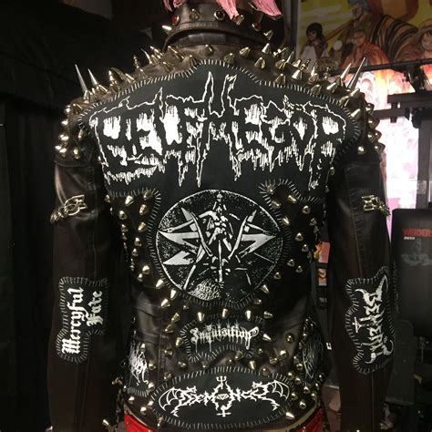 Black Metal Faux Leather Battle Jacket Womens Size Depop Battle