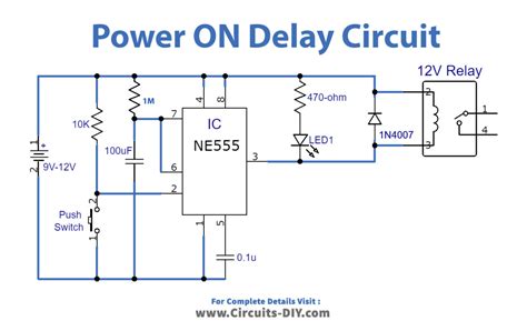 Power On Delay Using 555 Timer Ic