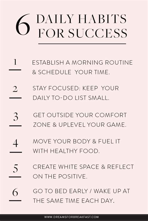 6 Daily Habits for Success | www.dreamsforbreakfast.com | Self ...