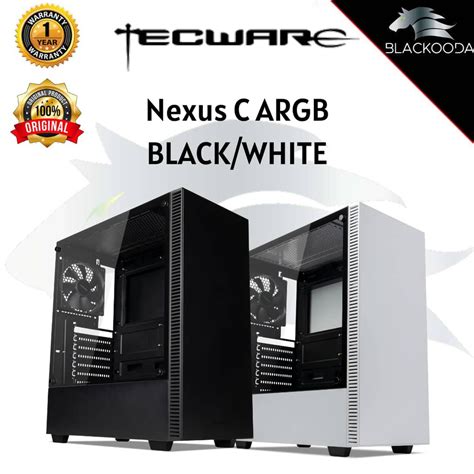 Ready Stock Tecware Nexus C Tg Atx Gaming Case Black White