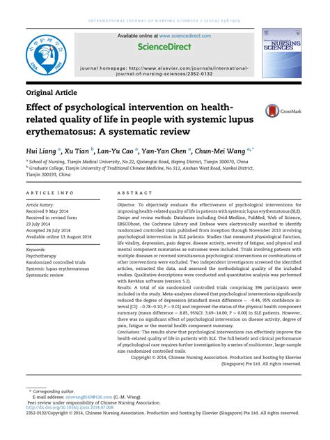 Pdf Effect Of Psychological Intervention On Health Related Quality Of