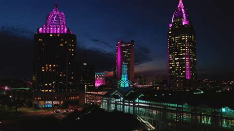 Fall Night In The City Mobile Alabama In 4k Aerial Youtube