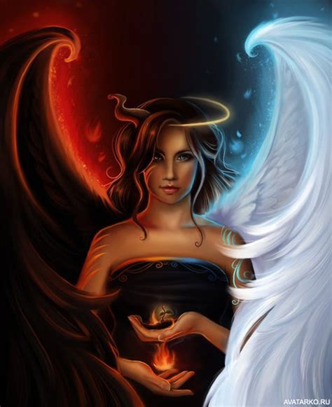 Девушка наполовину ангел наполовину демон Картинки на аву