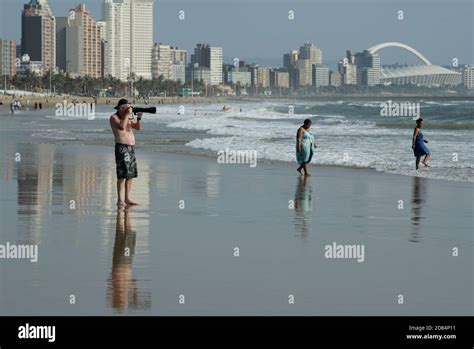 Durban South Africa Camera Man Taking Photograph On Beautiful Beach