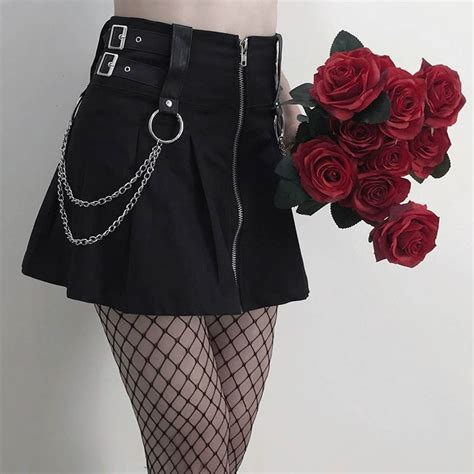 Goth Skirt Black Punk Skirt Chain Skirt Love Junkies