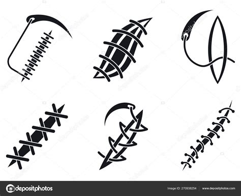 Suture Icons Set Simple Style Stock Vector Image By ©anatolir 270938254