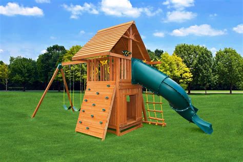 The Dream Jungle Gym 7 Has A Bottom Playhouse Along With A Wood Roof
