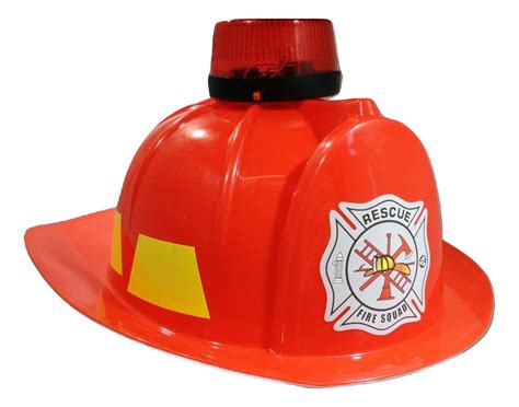 Child Kids Fire Chief Fireman Fighter Helmet Red Hat With Siren Light