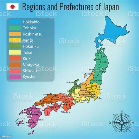Prime minister of japan and his cabinet. Japan Administrative Map Regions And Prefectures Vector ...