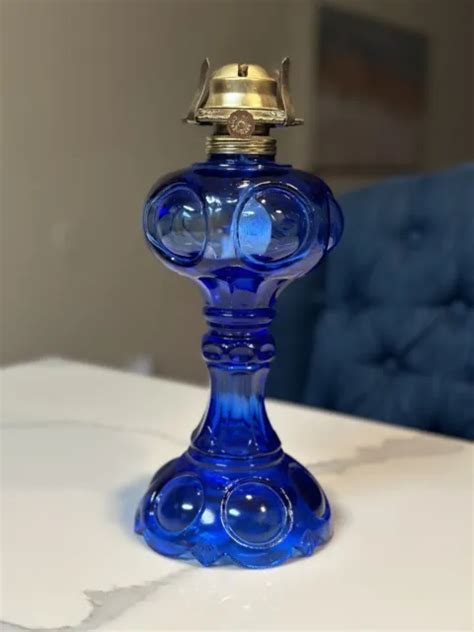 Vintage Cobalt Blue Glass Oil Lamp 38 00 Picclick