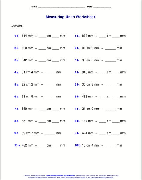 How many millimeters in 66 centimeters: Metric measuring units worksheets