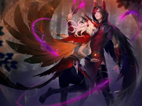 Rakan League Of Legends K Xayah League Of Legends Digital Art Zarory Fantasy Girl