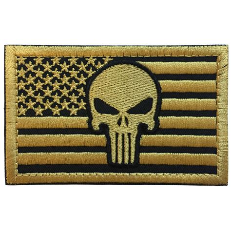 Spaceauto Usa American Flag Skull Military Tactical Morale Badge Patch X Golden