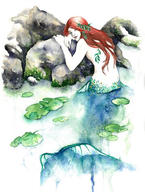 Mermaid Print Watercolor Mermaid Mermaid Art Mermaid Print