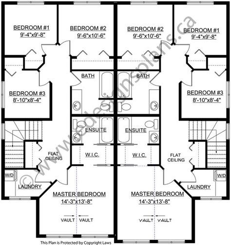 Despite searching countless websites, we struggled to find they actually have a ranch plan with an in law suite that i love but it was just too wide for our lot and it still needed a little reconfiguring. 2 Storey Side by side Duplex 2011561 - Edesignsplans.ca | Duplex plans, Duplex house plans