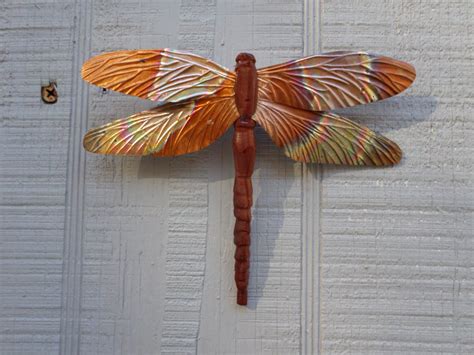 Dragonfly Wall Hanging Carved Wood And Copper By Adragonflysfancy