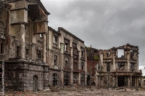 Post War Landscape Destroyed Building War Ruins Destroyed City After
