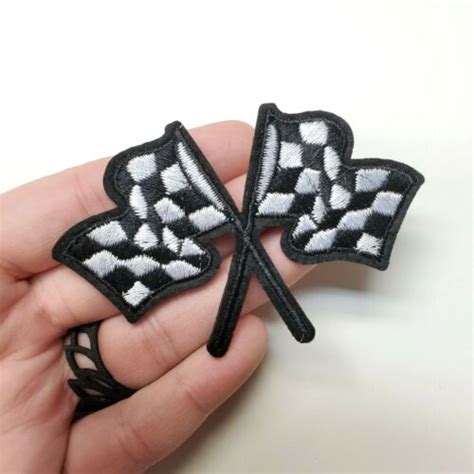 Checkerboard Racing Flags Checkered Patch Iron Onsew On Embroidered