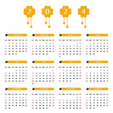 Calendario Anual De Estilo Geom Trico Nico Negro Y Amarillo