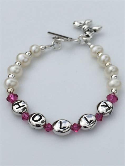 Baby Name Bracelet For Baby Or Mom To Wear With Freshwater Pearls