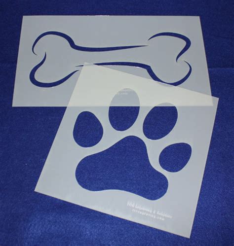 2 Piece Extra Large Dog Bone Paw Print Set Stencil 14 Etsy
