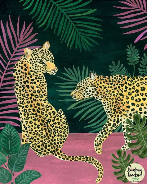 Leopard Leopards Tiger Cheetah Jungle Tropical Illustration Etsy