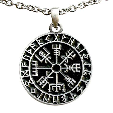 Amund m norwegian derived from the old norse name agmundr, from the element egg edge of a sword or agi awe, terror combined with mundr protection. Vegvísir wayfinder Guidepost Compass Talisman Viking Protection Pewter Pendant (Stainless Steel ...