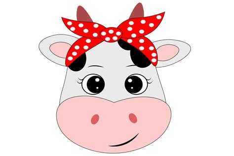 Cow Face Svg With Bandana Cute Cow Svg Graphic By Lillyrosy · Creative Fabrica
