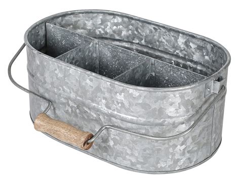 Buy Galvanized Metal Caddy With 4 Compartments Kitchen Utensil Holder