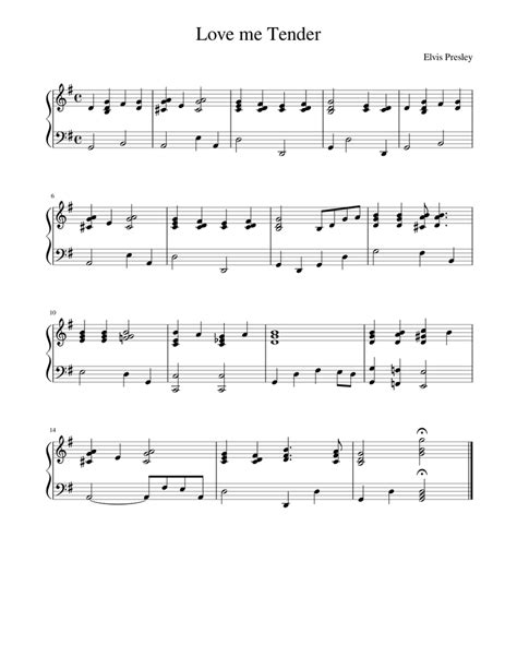 Love Me Tender Sheet Music For Piano Solo Easy