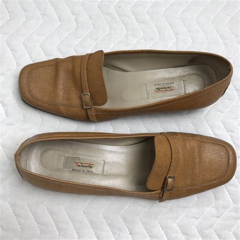 Ladies Talbots Made In Italy Leather Flat Shoes Size 85 Medium Ebay