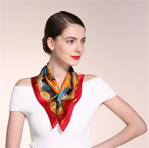 100 Pure Silk Geometric Printed Scarf New Fashion Womens Work Wear Silk Scarf Print Satin