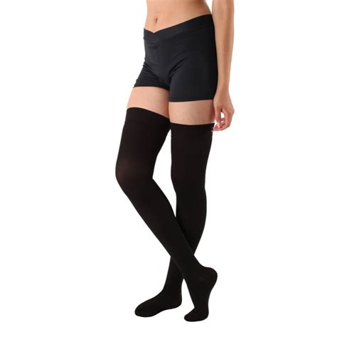 Black Large Absolute Support Unisex Thigh High Compression Stockings With Silicone Border 20 30